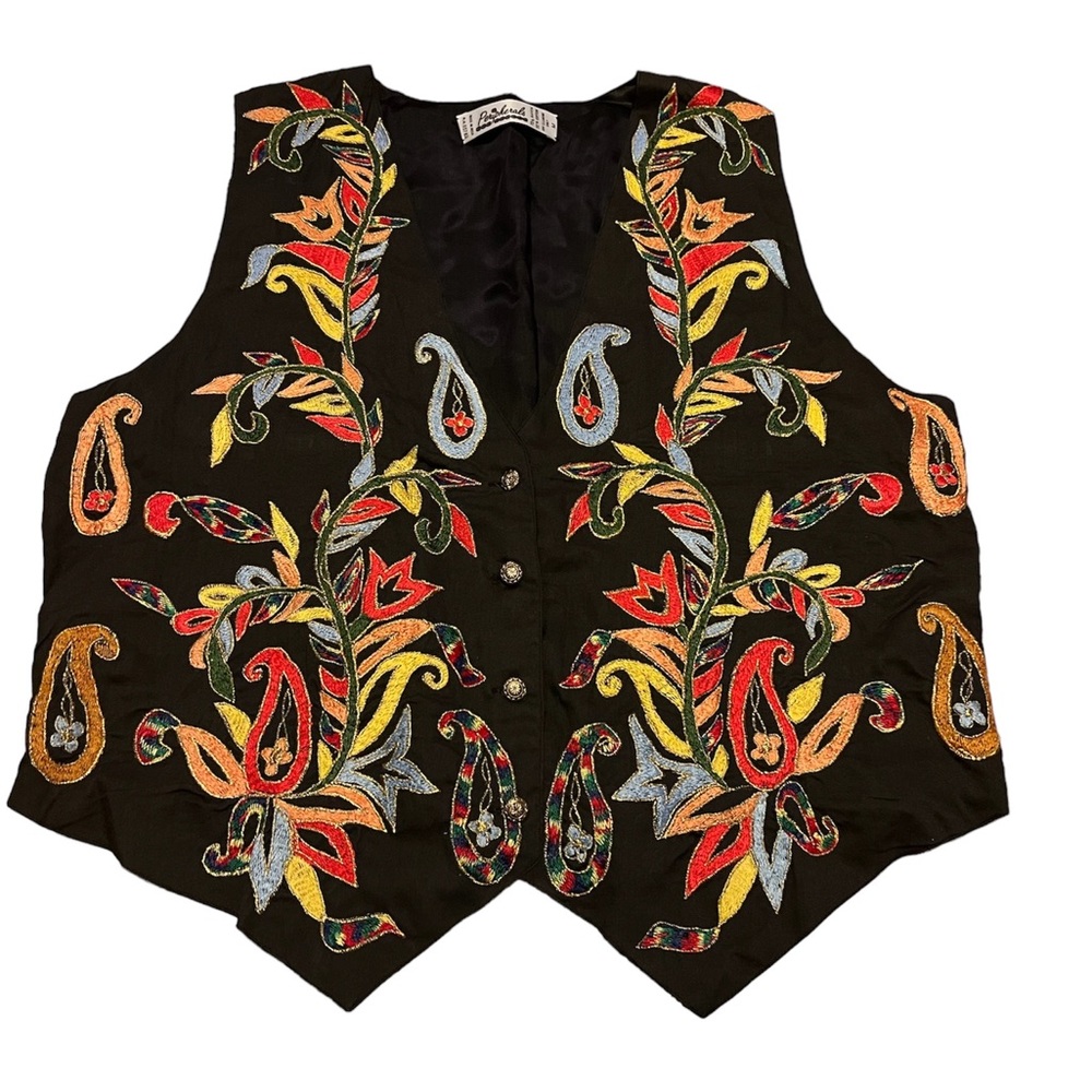 Boho Embroidered Colorful Vest Sz M